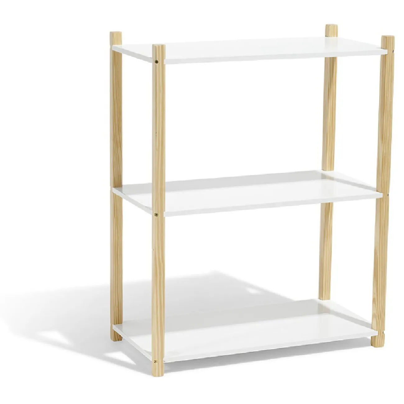 Gifi Rangement|Étagère en pin blanc et naturel 3 niveaux