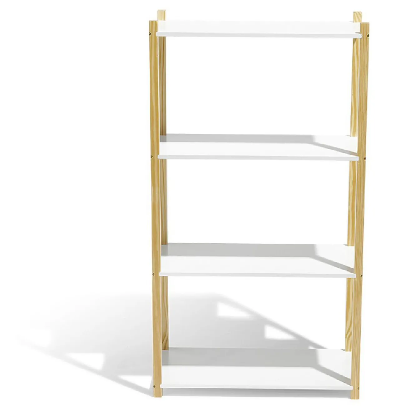 Gifi Rangement|Étagère en pin blanc et naturel 4 niveaux