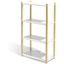 Gifi Rangement|Étagère en pin blanc et naturel 4 niveaux