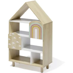 Gifi Rangement|Étagère enfant 7 cases design nuage arc en ciel - L60,5xP30xH100 cm