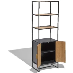 Gifi Rangement|Étagère Eole noire et miel 2 portes