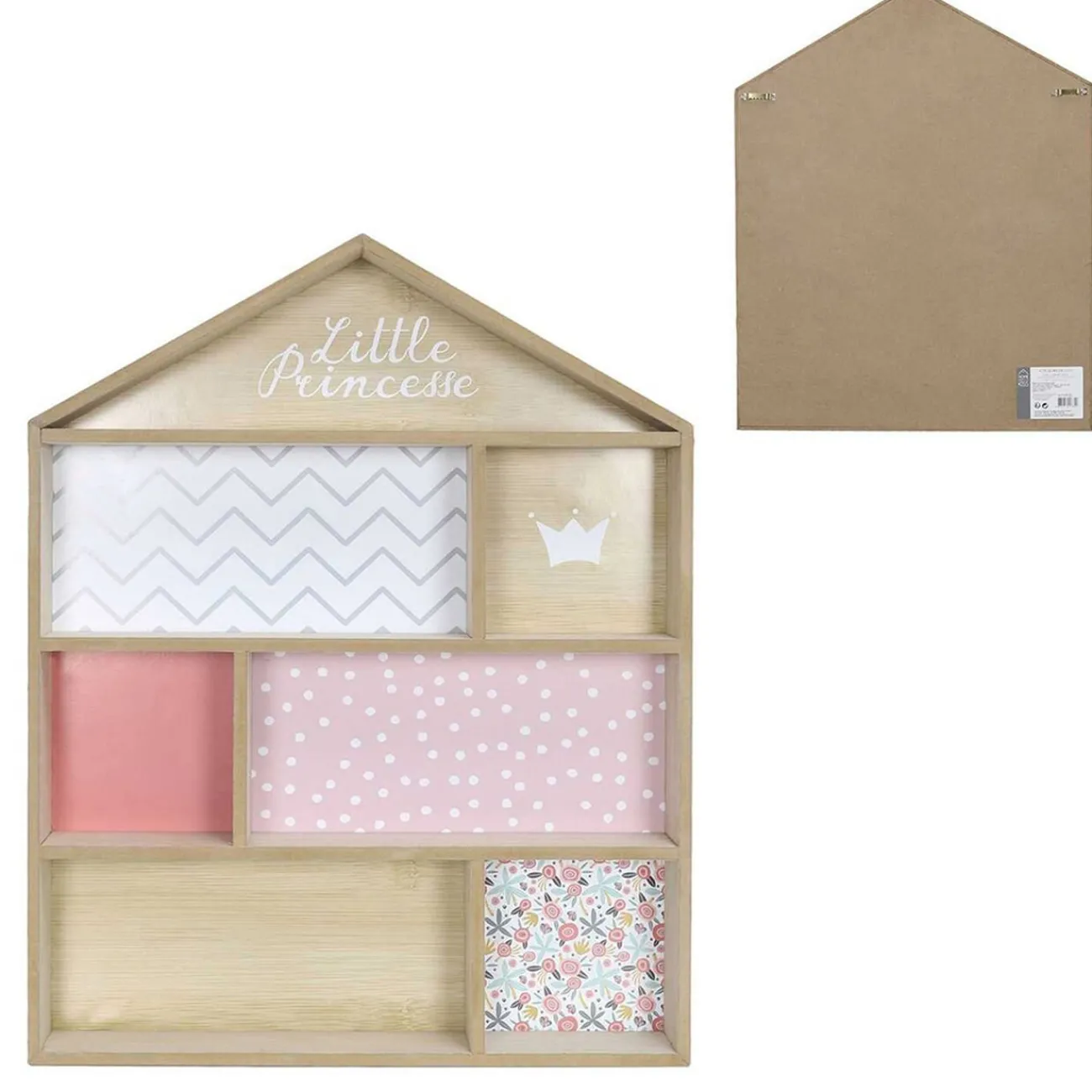 Gifi Rangement|Étagère fille forme maison Little Princesse en bois rose L40xP10xH54cm