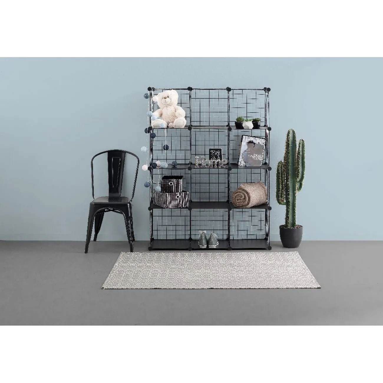 Gifi Rangement|Étagère multi cubes grillage noir