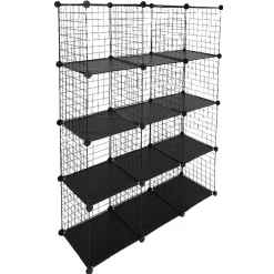 Gifi Rangement|Étagère multi cubes grillage noir