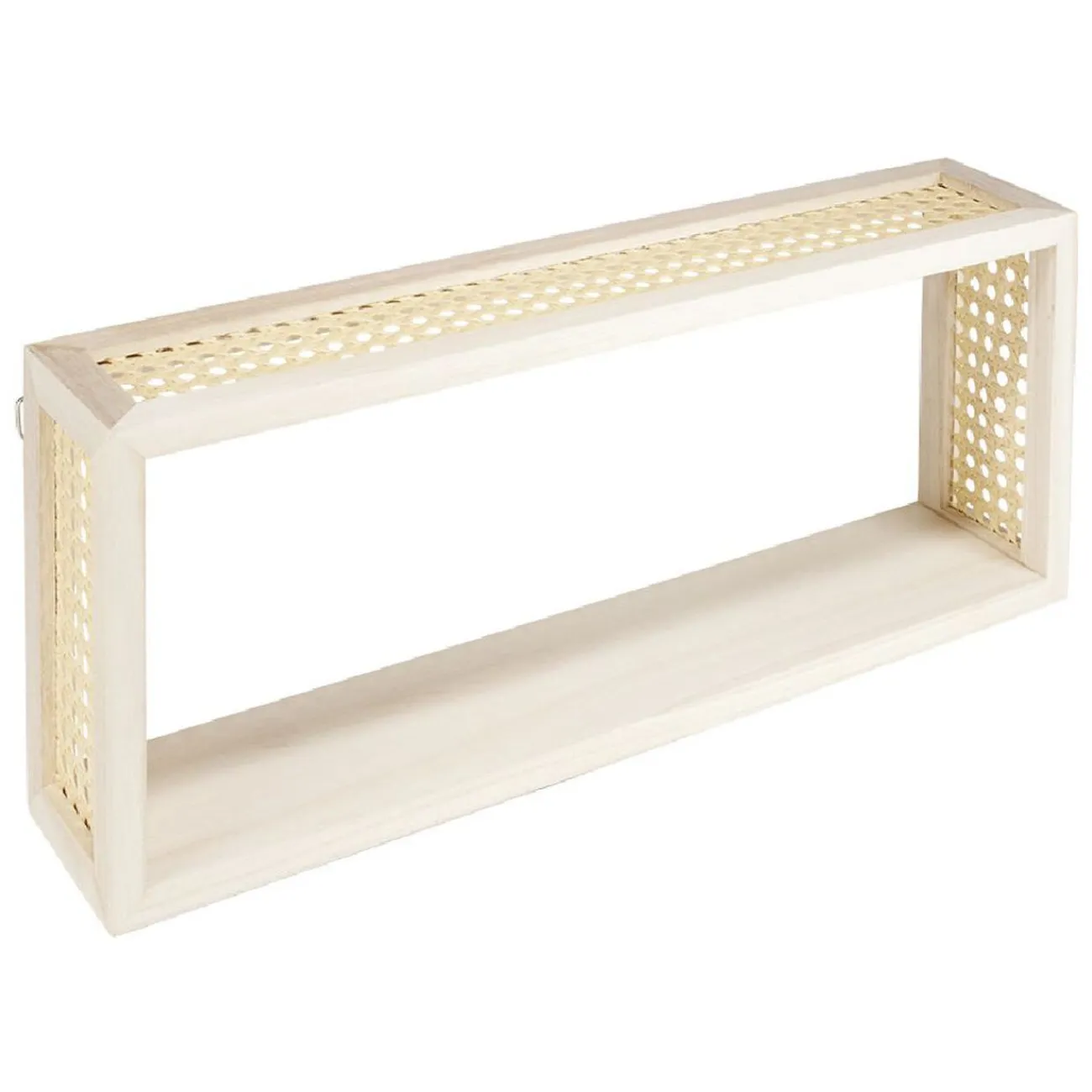 Gifi Rangement|Étagère murale bois et cannage L.40cm