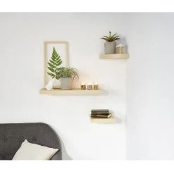 Gifi Rangement|Étagère murale carrée bois beige