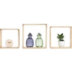 Gifi Rangement|Étagère murale carrée en bois x 3
