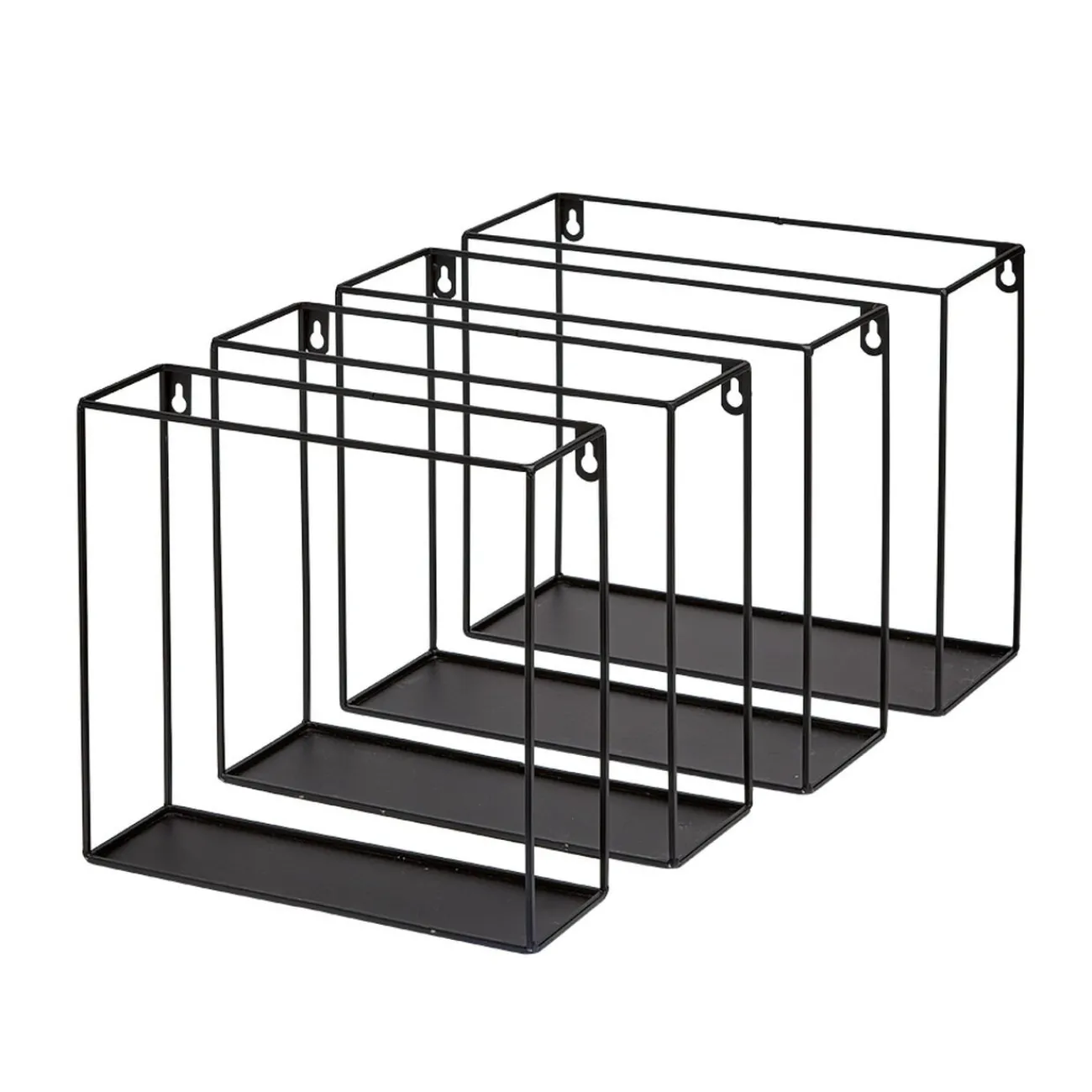 Gifi Rangement|Étagère murale carrée en métal noir x 4