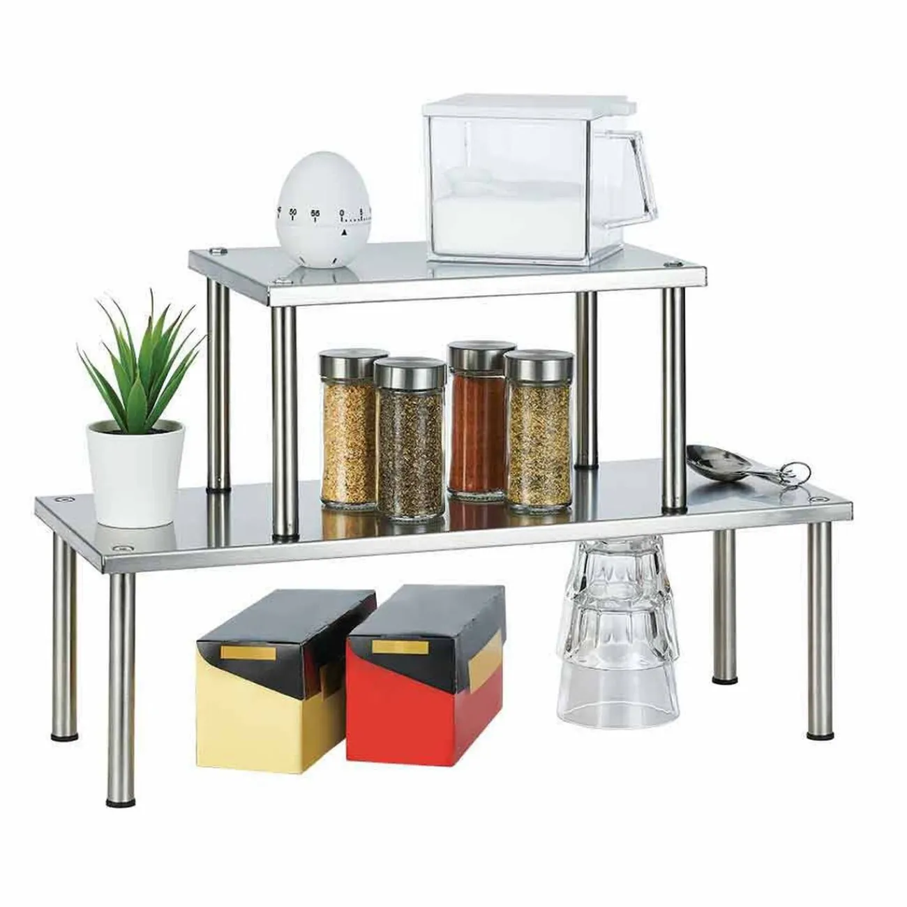 Gifi Rangement|Étagère murale double en inox