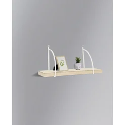 Gifi Rangement|Étagère murale naturel et blanc 52,5x17xH23,7 cm - Ronny