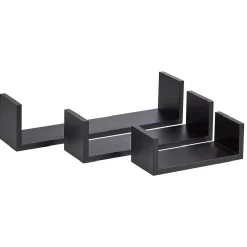 Gifi Rangement|Étagère murale rectangulaire noire x3