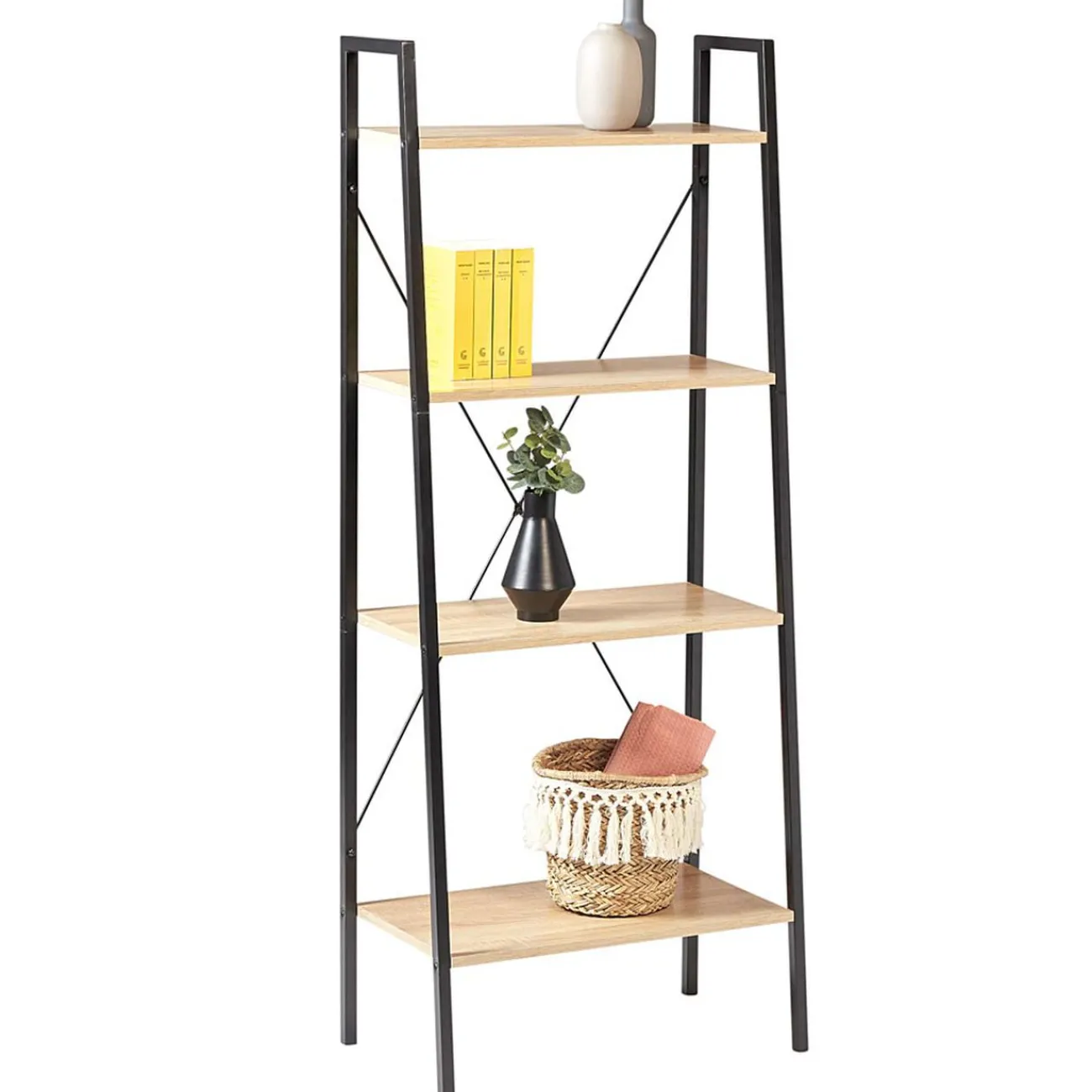 Gifi Rangement|Étagère New York 4 niveaux métal et bois