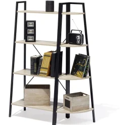 Gifi Rangement|Étagère New York 4 niveaux métal et bois - 60x35xH135cm