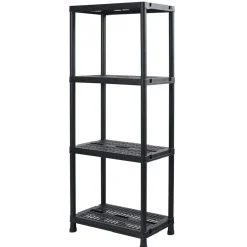 Gifi Rangement|Étagère plastique noir 4 niveaux L60xl30xH138cm