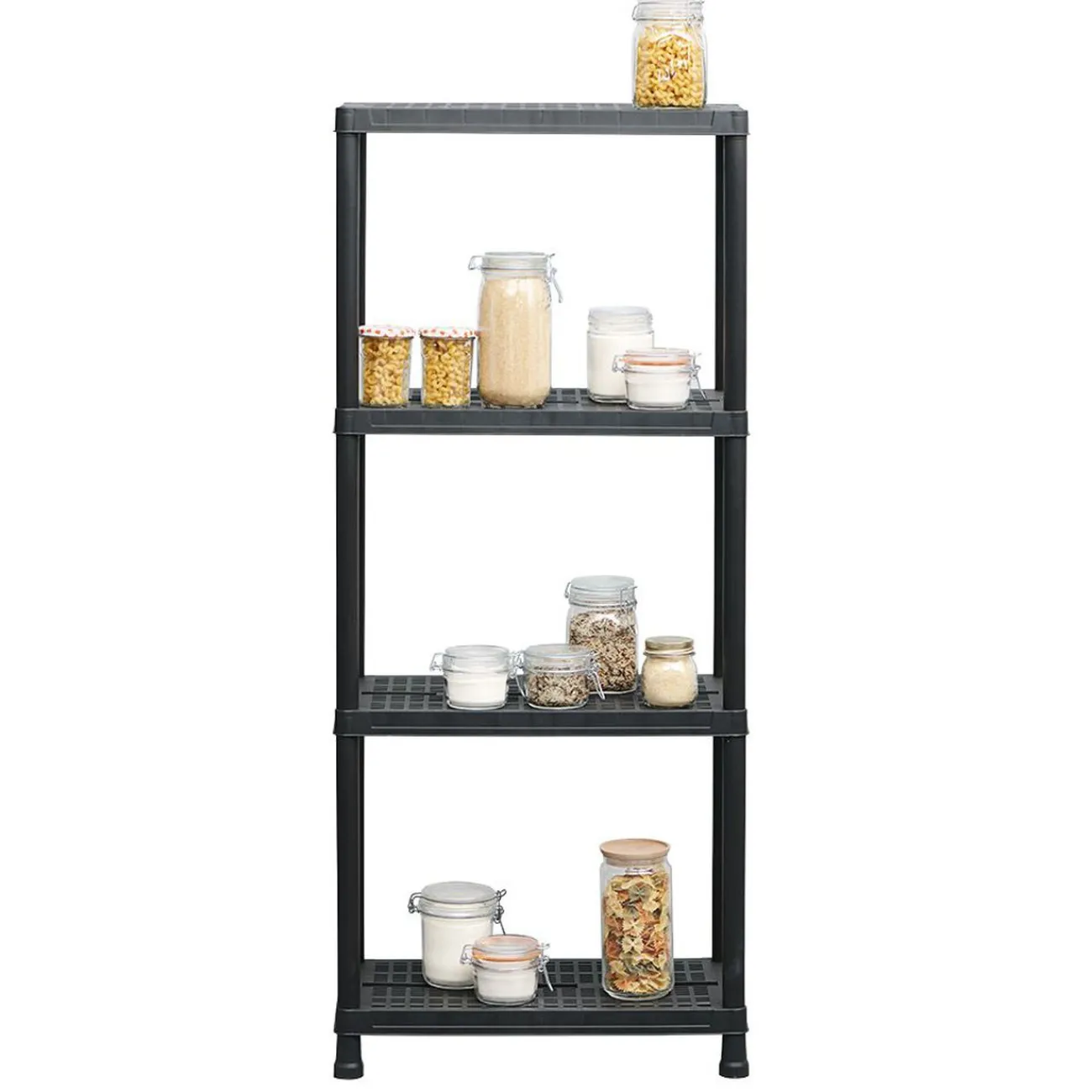 Gifi Rangement|Étagère plastique noir 4 niveaux L60xl30xH138cm