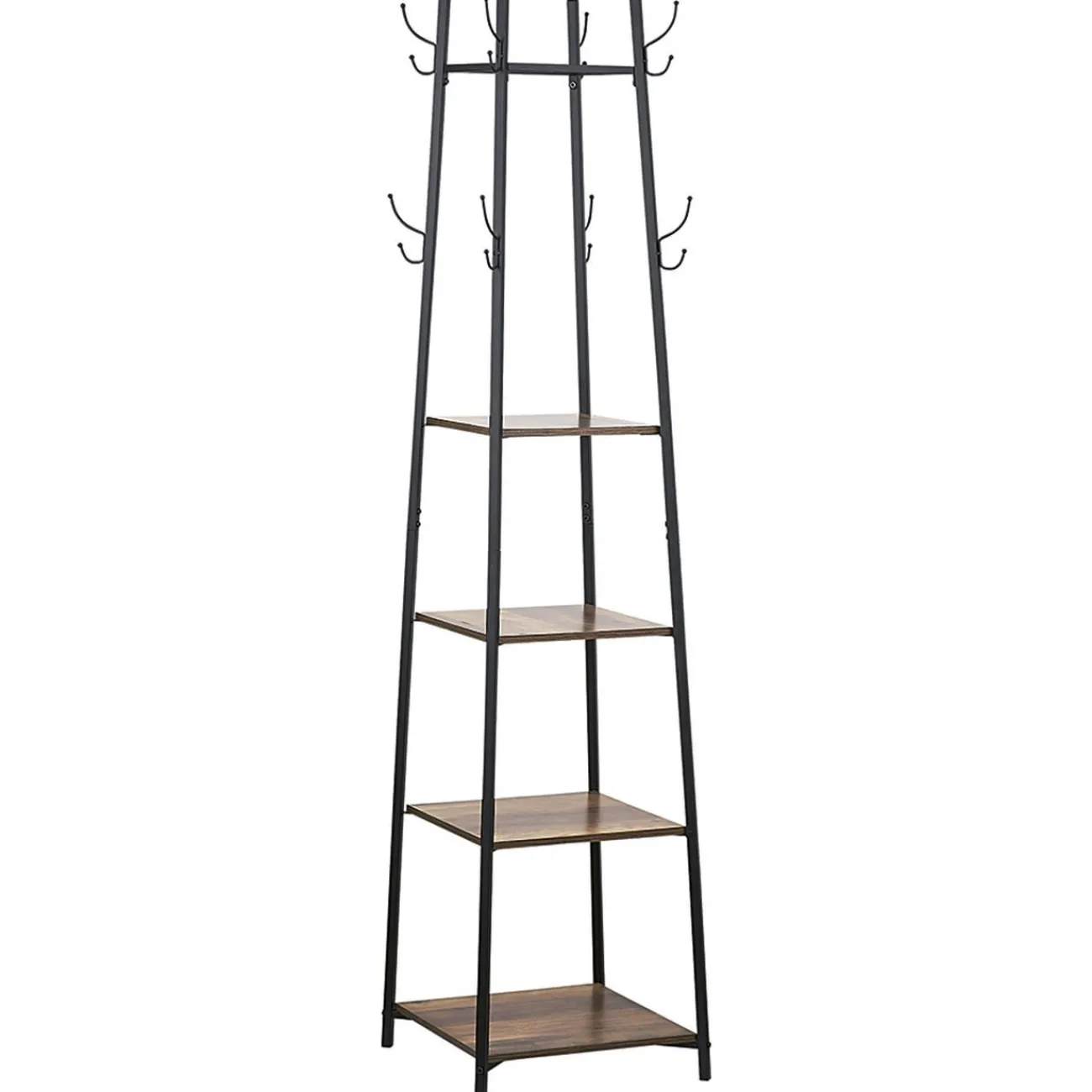 Gifi Rangement|Étagère portant 5 niveaux 8 crochets métal et bois