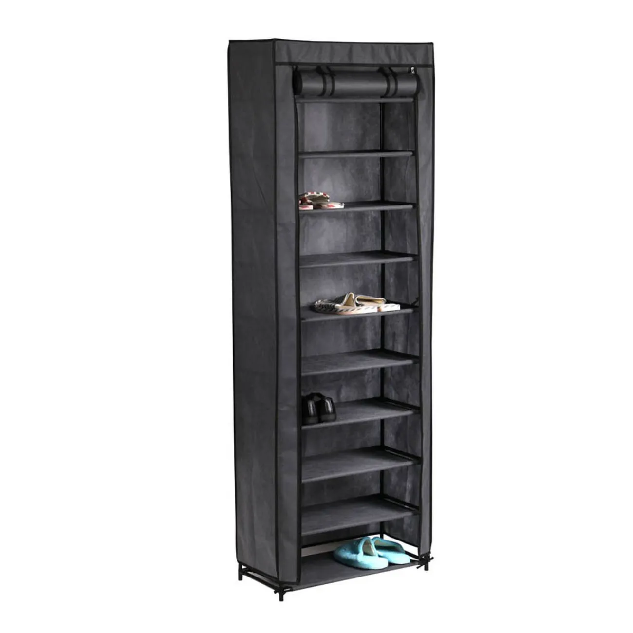 Gifi Rangement|Étagère range chaussures avec housse anti poussière 30 paires