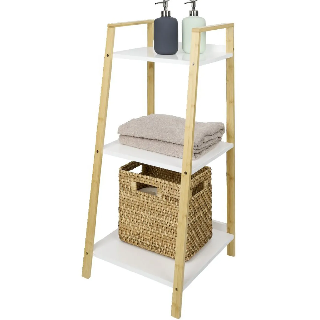 Gifi Aménagement Salle De Bain^Étagère salle de bain 3 niveaux bambou 34,5x36xH76cm