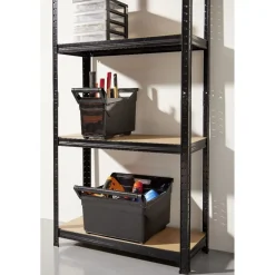 Gifi Rangement|Étagère sur pied bois métal 4 niveaux 75xH149x30cm