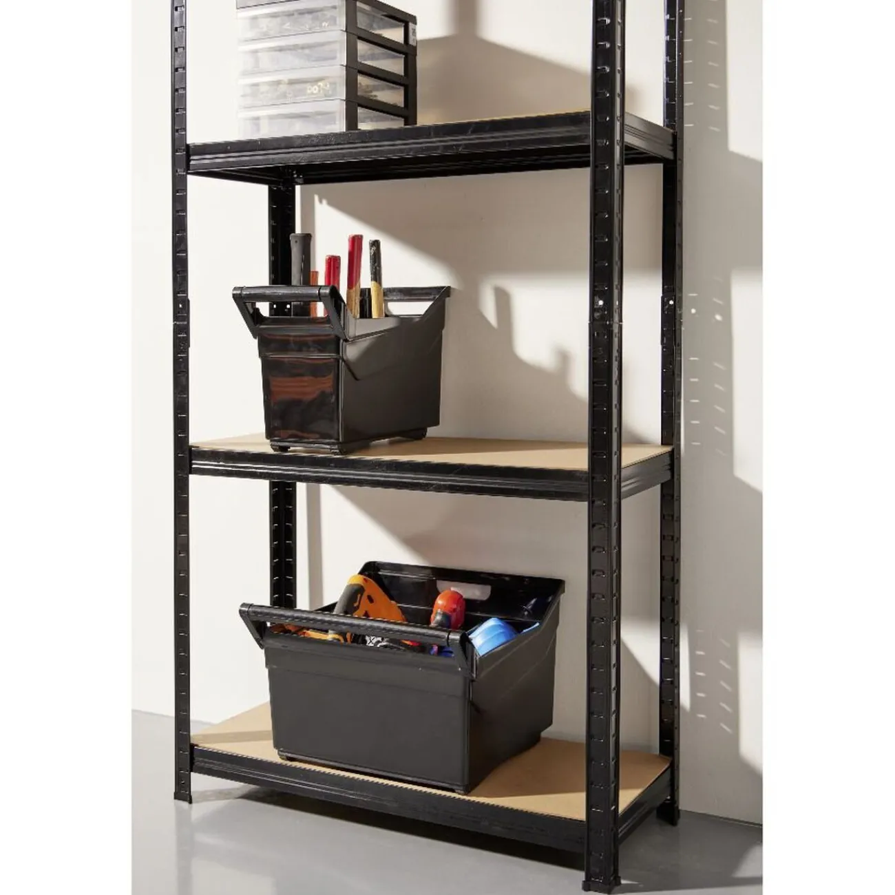 Gifi Rangement|Étagère sur pied bois métal 4 niveaux 75xH149x30cm