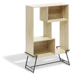Gifi Rangement|Étagère sur pied Denver bois et métal 83,1xH120x32,7cm