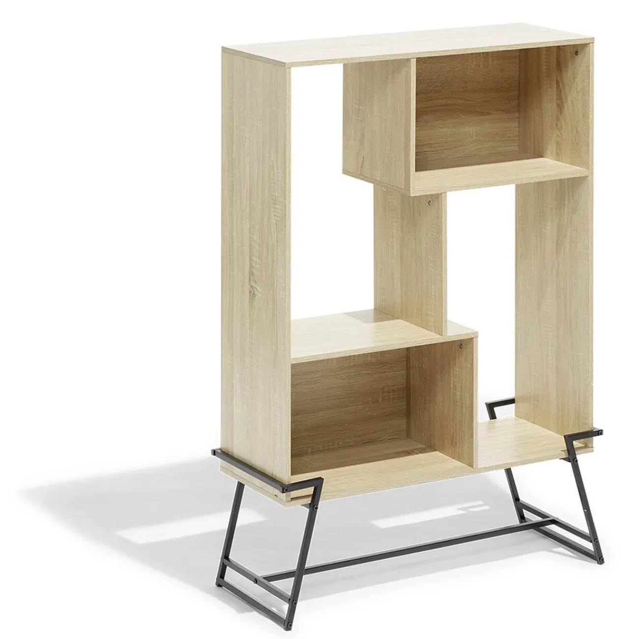 Gifi Rangement|Étagère sur pied Denver bois et métal 83,1xH120x32,7cm