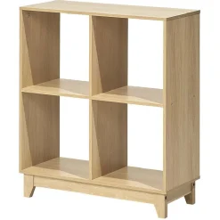 Gifi Rangement|Étagère sur pieds à 4 casiers contreplaqué naturel