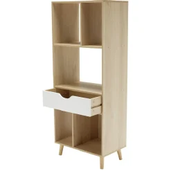 Gifi Rangement|Étagère sur pieds 5 compartiments 1 tiroir blanc naturel