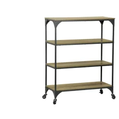 Gifi Rangement|Étagère sur pieds Detroit métal bois noir et marron 80x35xH102,5 cm