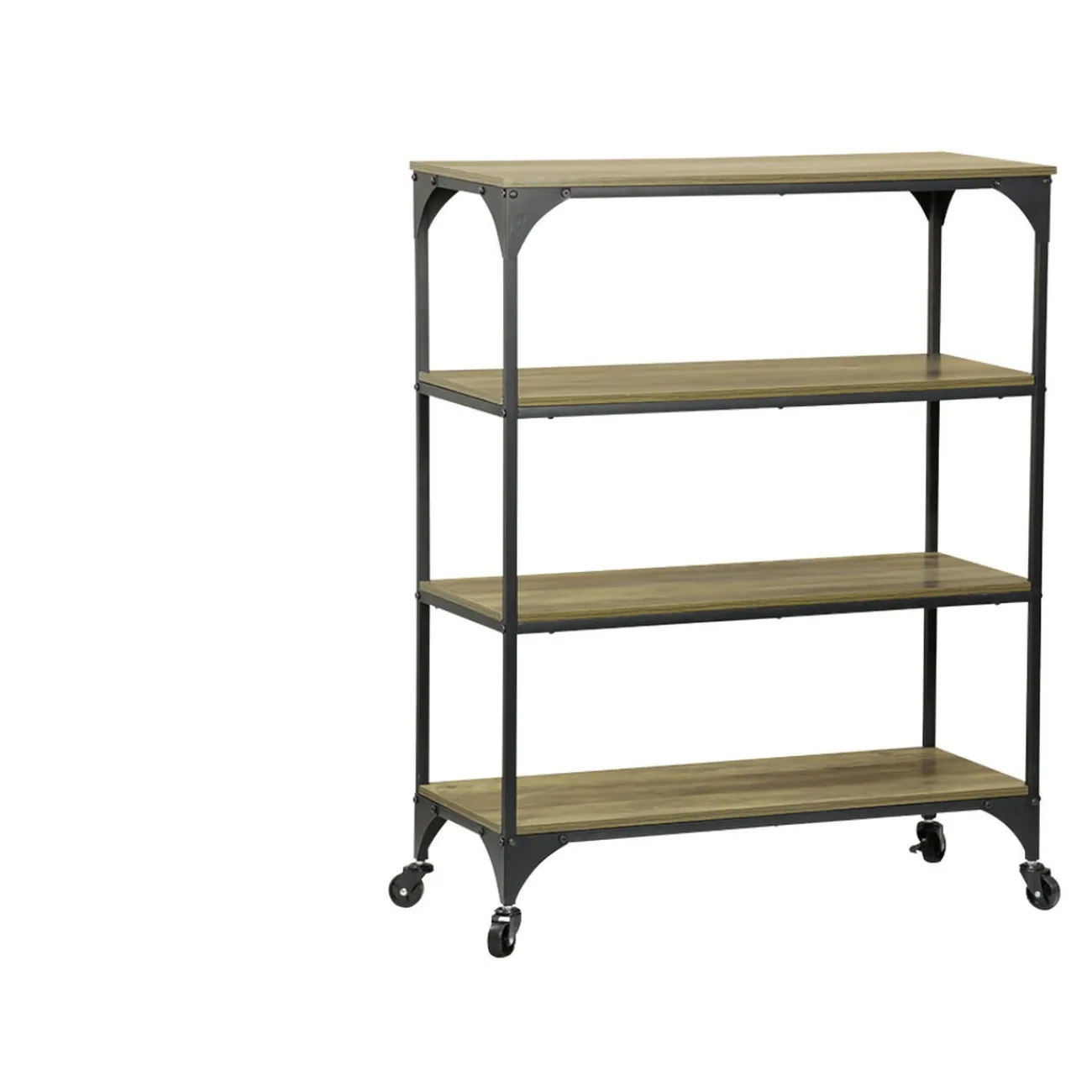 Gifi Rangement|Étagère sur pieds Detroit métal bois noir et marron 80x35xH102,5 cm