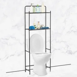 Gifi Equipement Douche^Étagère WC 2 niveaux en métal noir