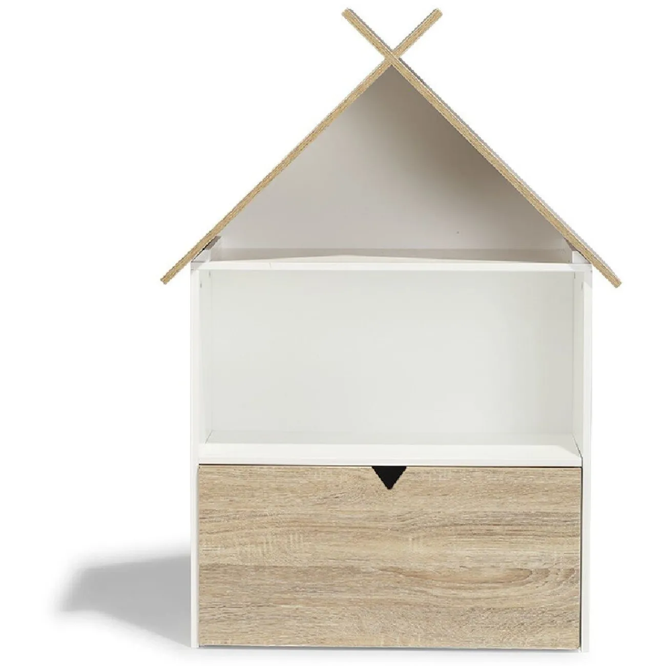 Gifi Rangement|Étagère Woody blanche et bois clair 1 tiroir 2 niches