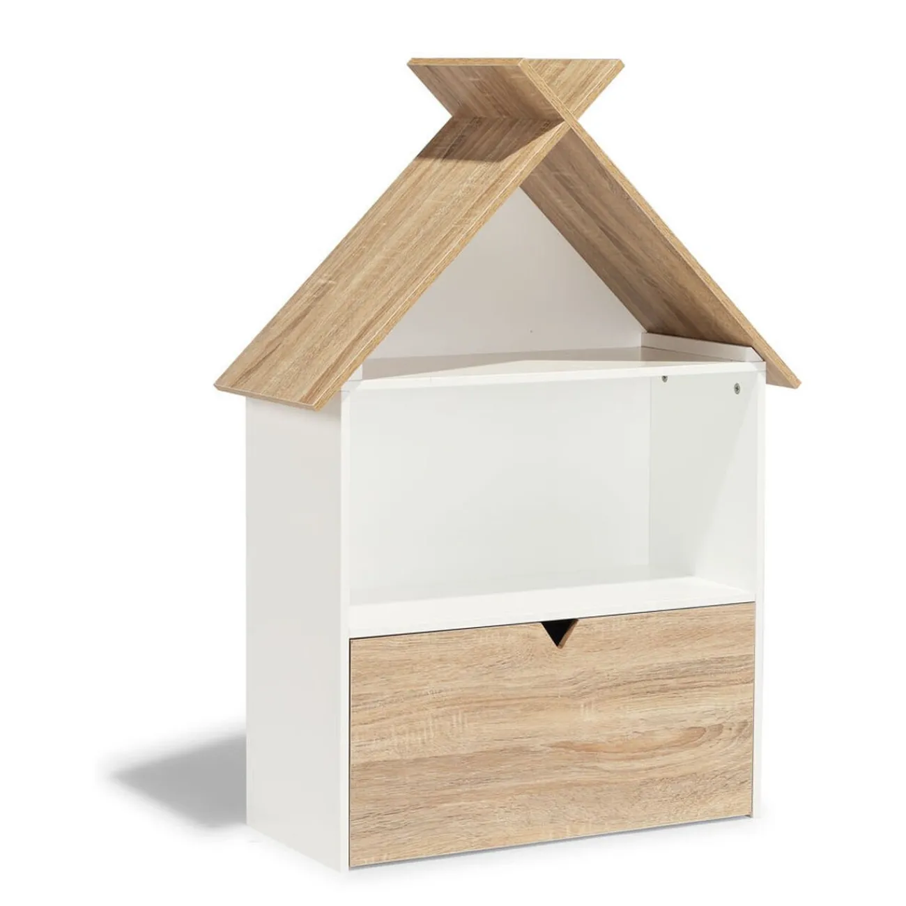 Gifi Rangement|Étagère Woody blanche et bois clair 1 tiroir 2 niches