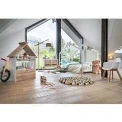 Gifi Rangement|Étagère Woody blanche et bois clair 1 tiroir 2 niches