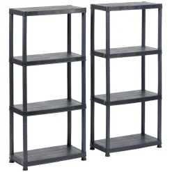 Gifi Rangement|Étagères noires en plastique 4 niveaux x2