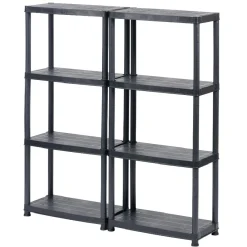 Gifi Rangement|Étagères noires en plastique 4 niveaux x2