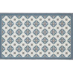 Gifi Nettoyage Et Entretien|Tapis de cuisine à motif graphique bleu marron 80x50 cm