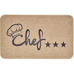 Gifi Nettoyage Et Entretien|Tapis de cuisine antidérapant inscription Chef 75x45cm