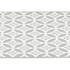 Gifi Nettoyage Et Entretien|Tapis de cuisine en vinyle imprimé rosace blanc et gris L. 99 cm
