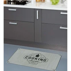 Gifi Nettoyage Et Entretien|Tapis de cuisine gris polyamide décor Cooking courses 80x50 cm