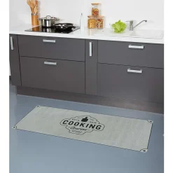 Gifi Nettoyage Et Entretien|Tapis de cuisine gris polyamide décor Cooking courses 120x50 cm