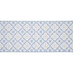 Gifi Nettoyage Et Entretien|Tapis de cuisine imprimé carreau de ciment bleu et blanc 120x50cm