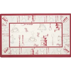 Gifi Nettoyage Et Entretien|Tapis de cuisine imprimé rouge et blanc 75 x 45 cm
