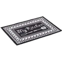 Gifi Nettoyage Et Entretien|Tapis de cuisine My Kitchen noir et blanc 50x70cm