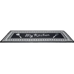 Gifi Nettoyage Et Entretien|Tapis de cuisine My Kitchen noir et blanc 50x120cm