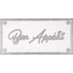 Gifi Nettoyage Et Entretien|Tapis de cuisine vinyle imprimé Bon appétit gris et blanc 100x49,5cm