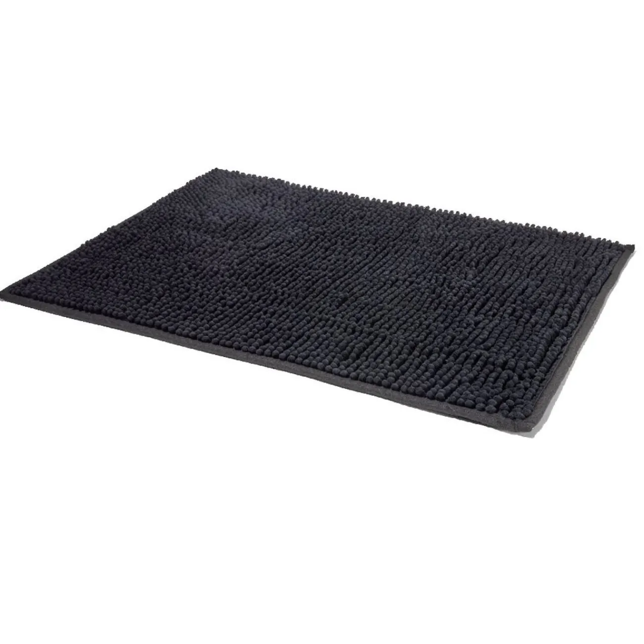 Gifi Aménagement Salle De Bain^Tapis de salle de bain chenille noir 45x65cm