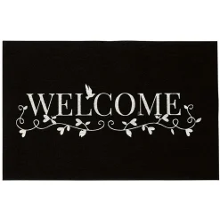 Gifi Nettoyage Et Entretien|Tapis d'entrée noir et blanc design fluorescent "Welcome"