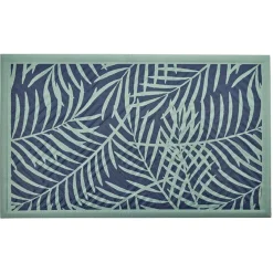 Gifi Nettoyage Et Entretien|Tapis d'extérieur imprimé feuillage vert et bleu 75x45 cm