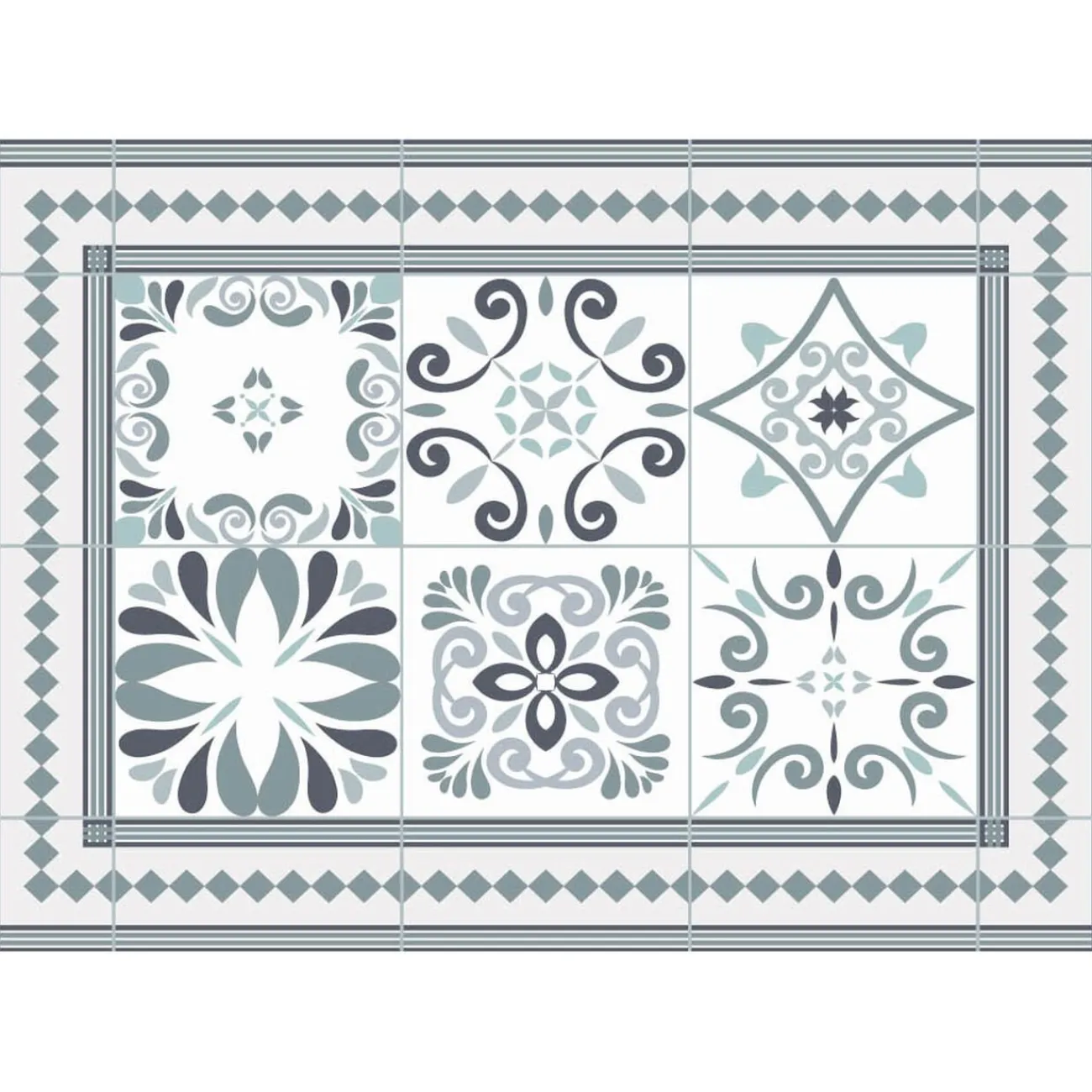 Gifi Nettoyage Et Entretien|Tapis rectangulaire vinyle motif carreau de ciment 70 x 49,5 cm